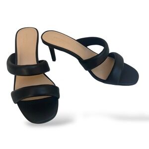Women's Two Strap Black Open Toe 2” Heels‎ Wedding Party Sandals 6M Ann Taylor